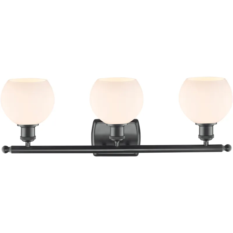 Ballston Athens LED 26 inch Matte Black Bath Vanity Light Wall Light in Matte White Glass