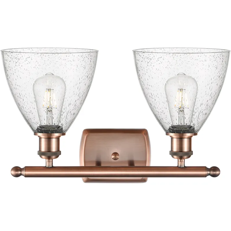 Ballston Ballston Dome LED 18 inch Antique Copper Bath Vanity Light Wall Light in Seedy Glass