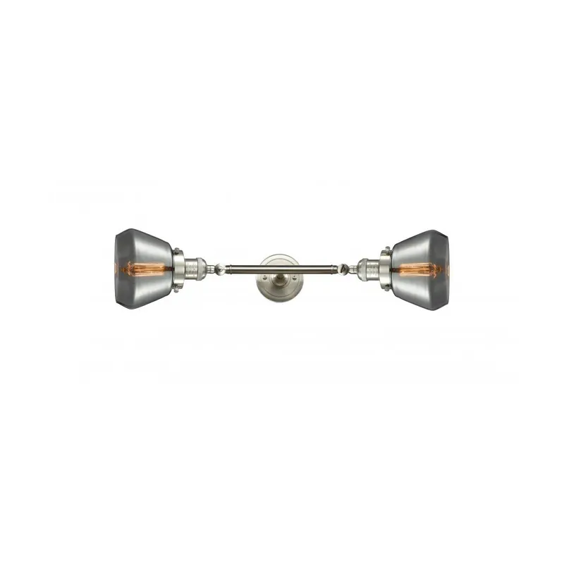 Franklin Restoration Fulton 2 Light 7 inch Brushed Satin Nickel Bath Vanity Light Wall Light in Plated Smoke Glass, Franklin Restoration