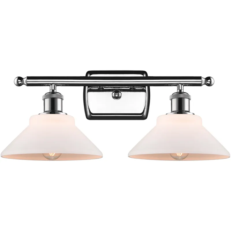 Ballston Orwell 2 Light 18 inch Polished Chrome Bath Vanity Light Wall Light in Matte White Glass, Ballston