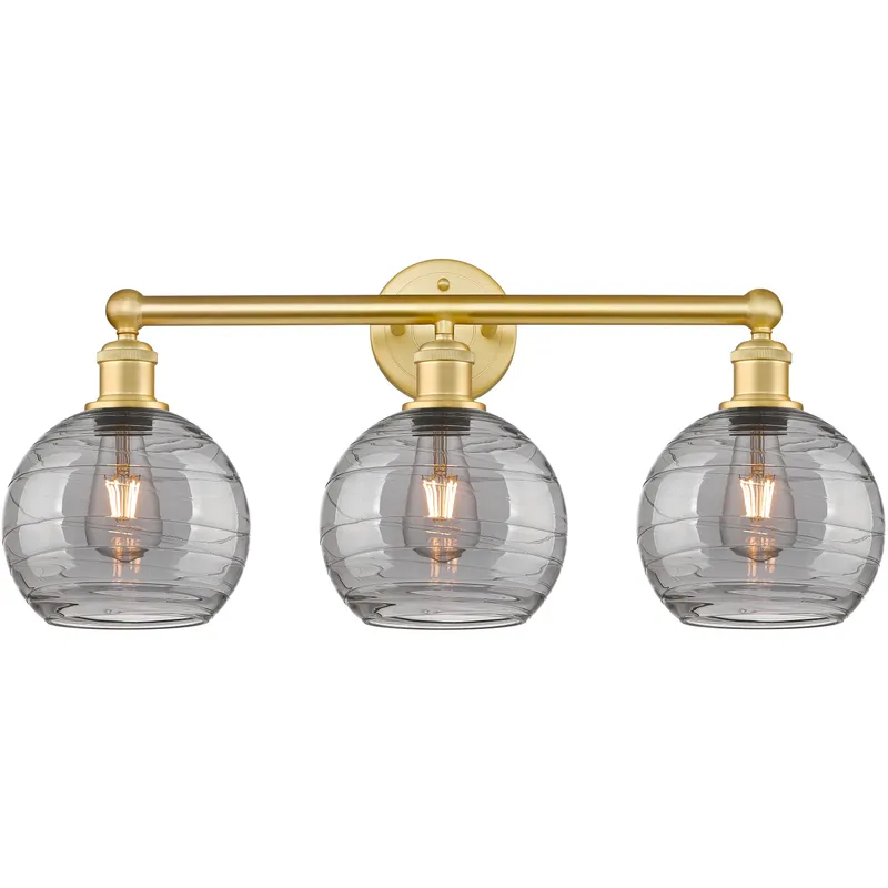 Edison Athens Deco Swirl 3 Light 26 inch Satin Gold Bath Vanity Light Wall Light