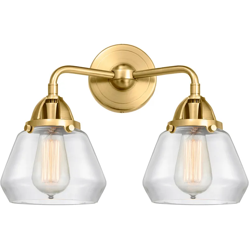 Nouveau 2 Fulton LED 14.75 inch Satin Gold Bath Vanity Light Wall Light in Clear Glass