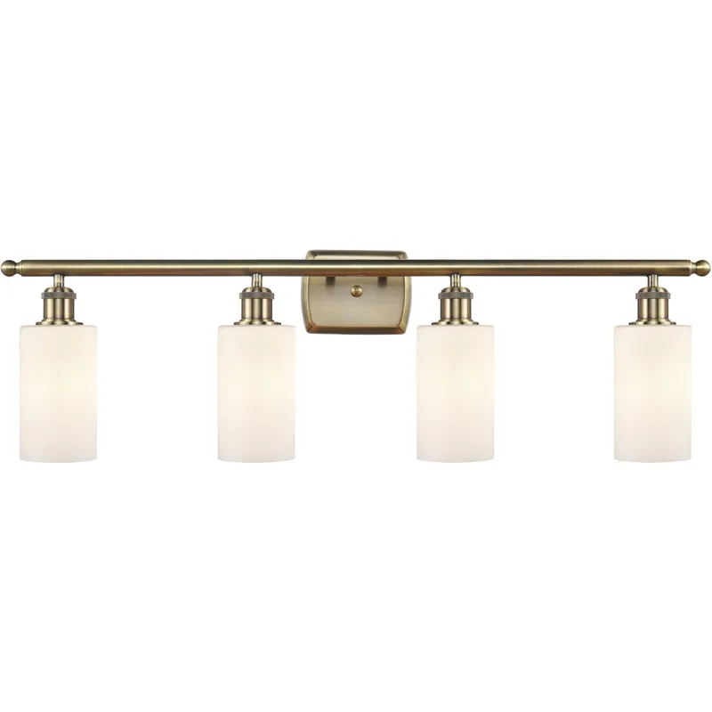 Ballston Clymer LED 36 inch Antique Brass Bath Vanity Light Wall Light in Matte White Glass, Ballston