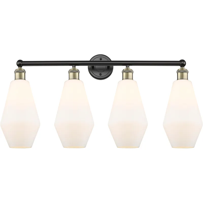 Cindyrella 4 Light 34 inch Black Antique Brass Bath Vanity Light Wall Light in Cased Matte White