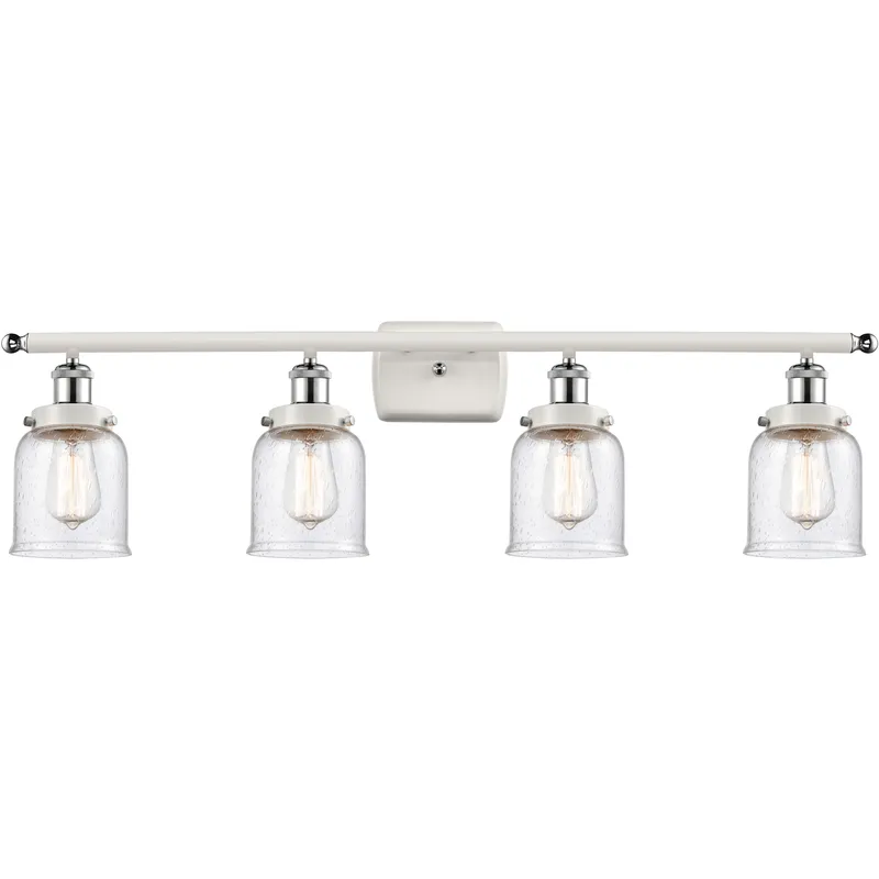 Ballston Small Bell LED 36 inch White and Polished Chrome Bath Vanity Light Wall Light in Seedy Glass