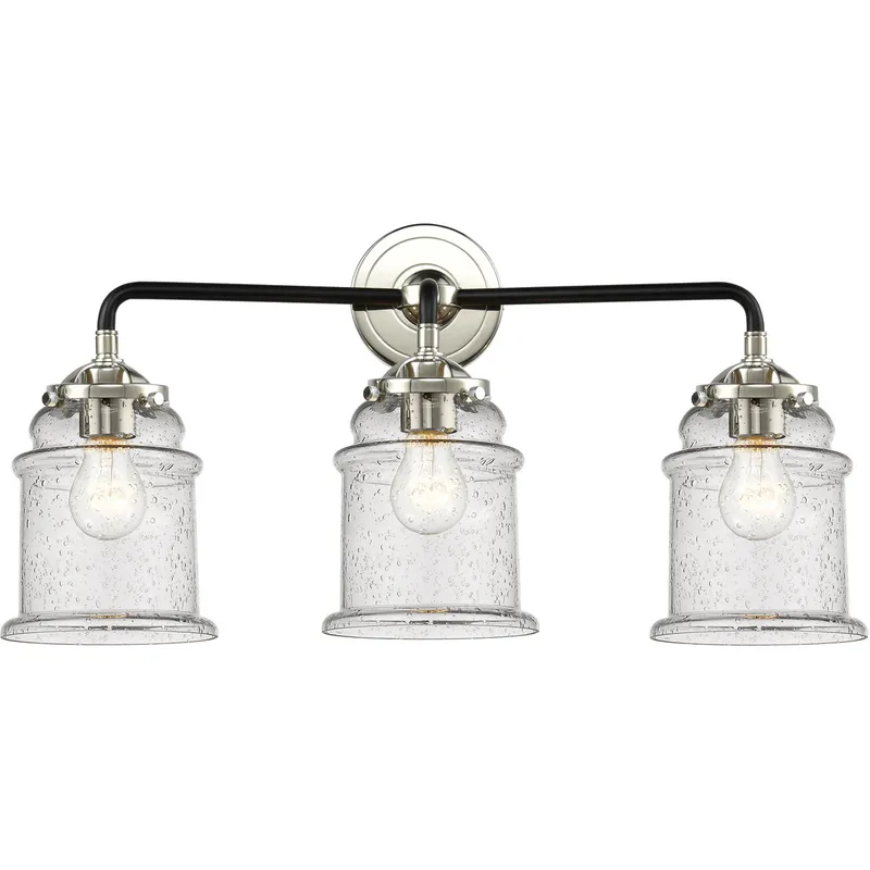 Nouveau Canton LED 24 inch Black Polished Nickel Bath Vanity Light Wall Light in Seedy Glass, Nouveau