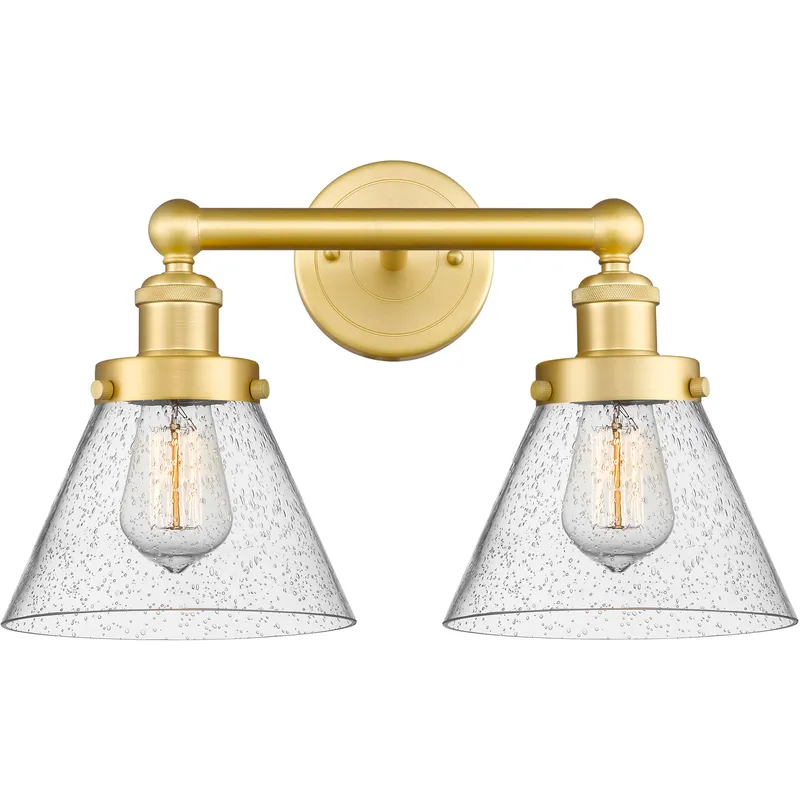 Cone 2 Light 15.5 inch Satin Gold Bath Vanity Light Wall Light in Seedy