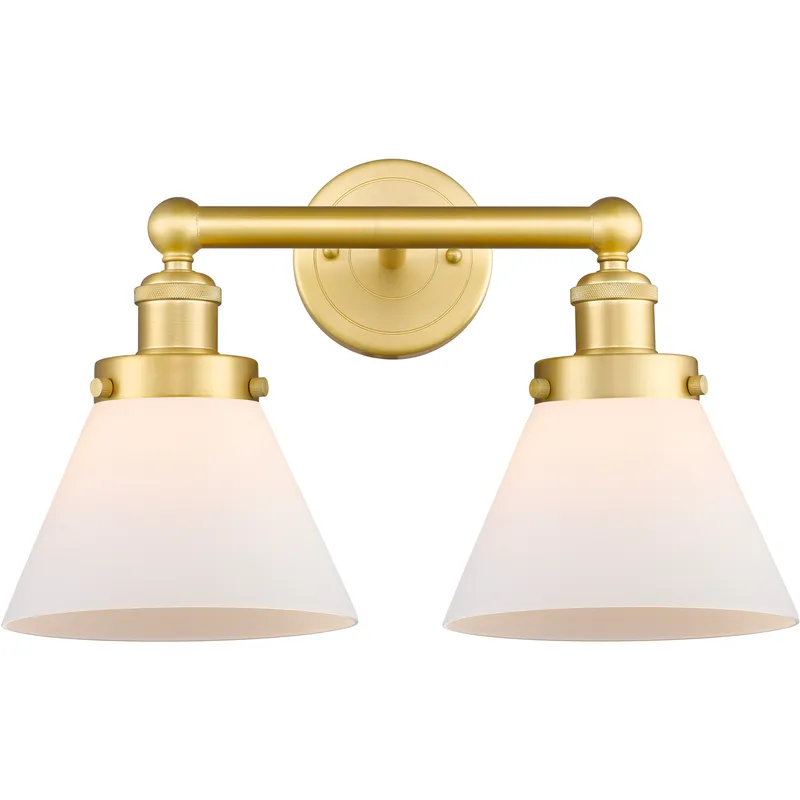 Cone 2 Light 16.75 inch Satin Gold Bath Vanity Light Wall Light in Matte White