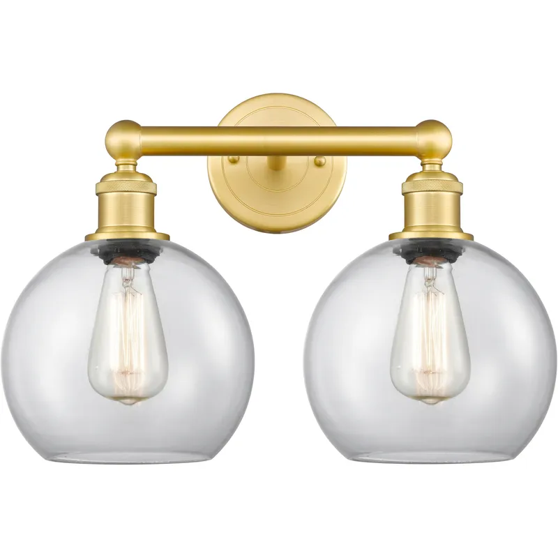 Athens 2 Light 17 inch Satin Gold Bath Vanity Light Wall Light in Clear