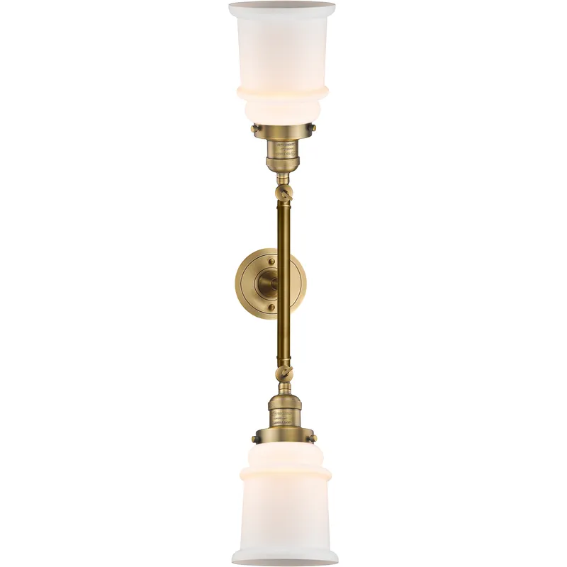 Franklin Restoration Canton 2 Light 17 inch Brushed Brass Bath Vanity Light Wall Light in Matte White Glass, Franklin Restoration