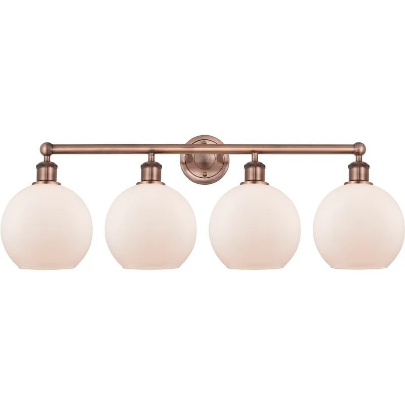 Athens 4 Light 35 inch Antique Copper Bath Vanity Light Wall Light in Matte White
