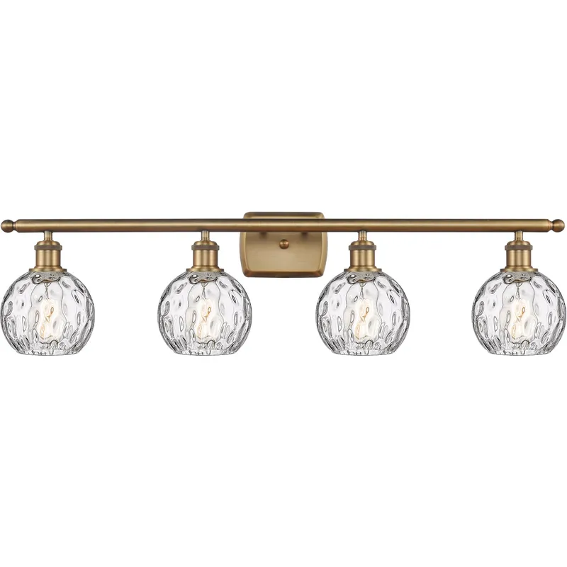Ballston Athens Water Glass 4 Light 36 inch Brushed Brass Bath Vanity Light Wall Light