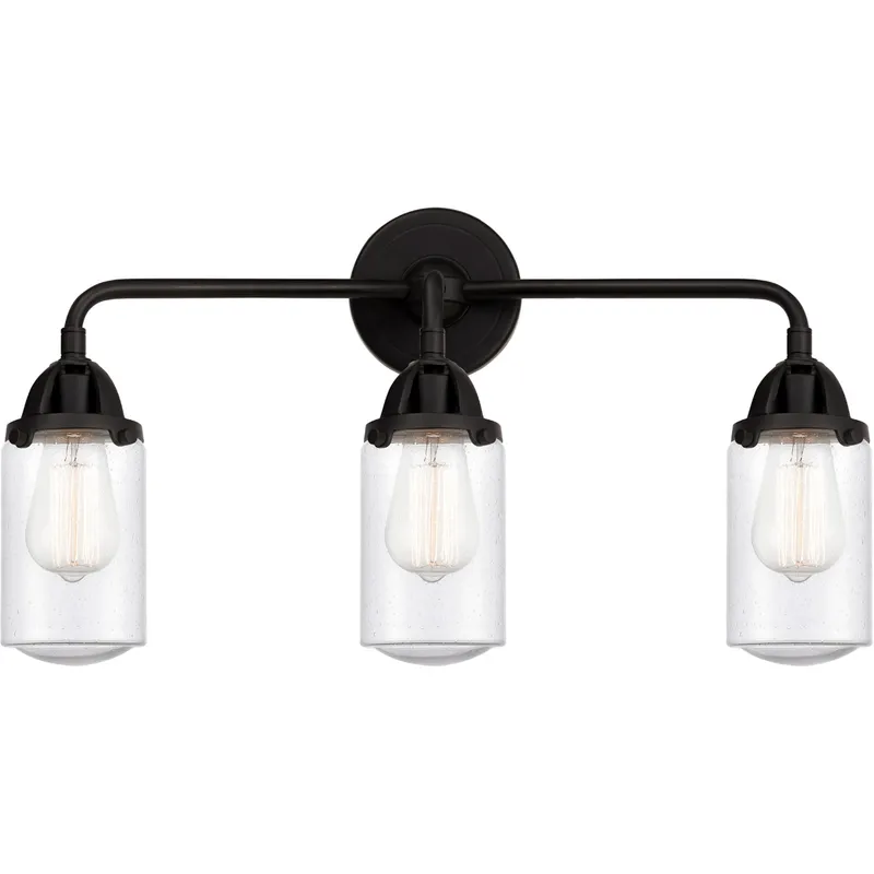 Nouveau 2 Dover LED 23 inch Matte Black Bath Vanity Light Wall Light in Seedy Glass