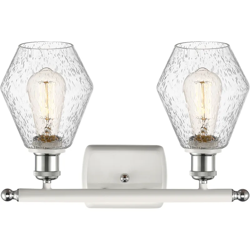 Ballston Cindyrella 2 Light 16 inch White and Polished Chrome Bath Vanity Light Wall Light in Incandescent, Seedy Glass