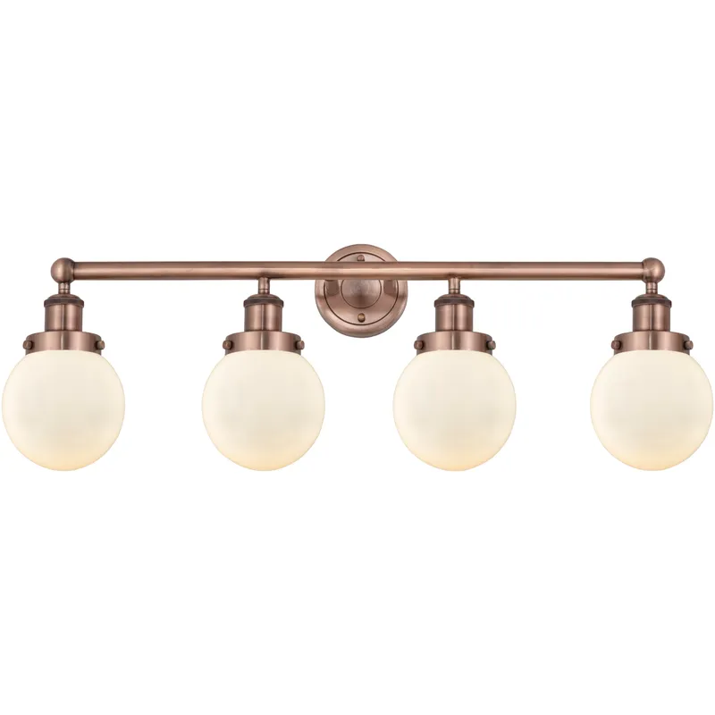 Beacon 4 Light 33.5 inch Antique Copper Bath Vanity Light Wall Light in Matte White