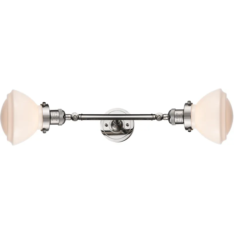 Franklin Restoration Olean 2 Light 7 inch Polished Nickel Bath Vanity Light Wall Light in Matte White Glass, Franklin Restoration