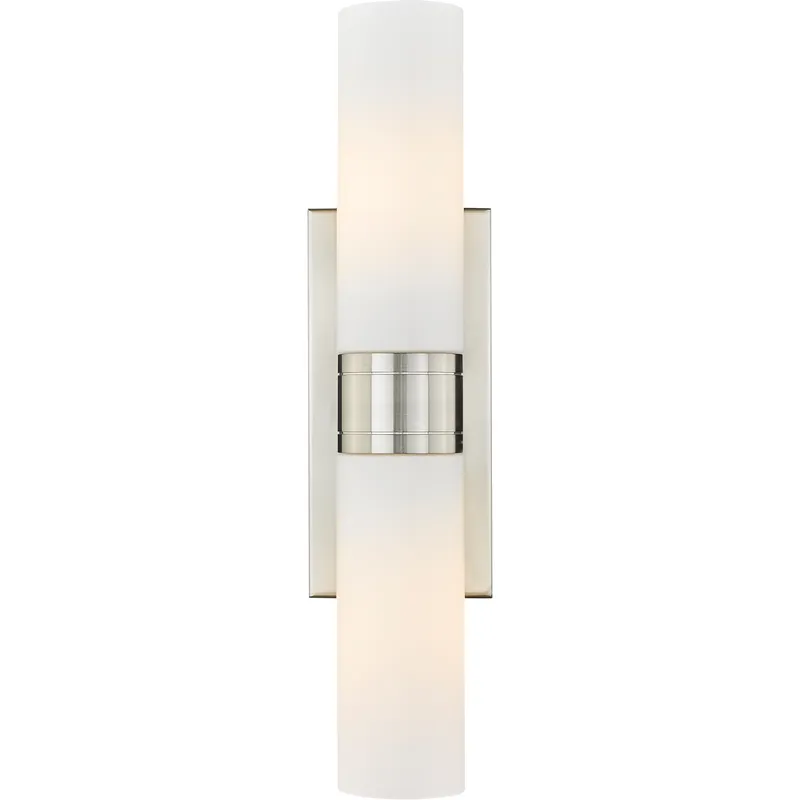 Ballston Urban 2 Light 18 inch Satin Nickel Bath Vanity Light Wall Light in White