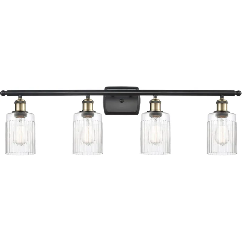 Ballston Hadley LED 36 inch Black Antique Brass Bath Vanity Light Wall Light in Clear Glass, Ballston
