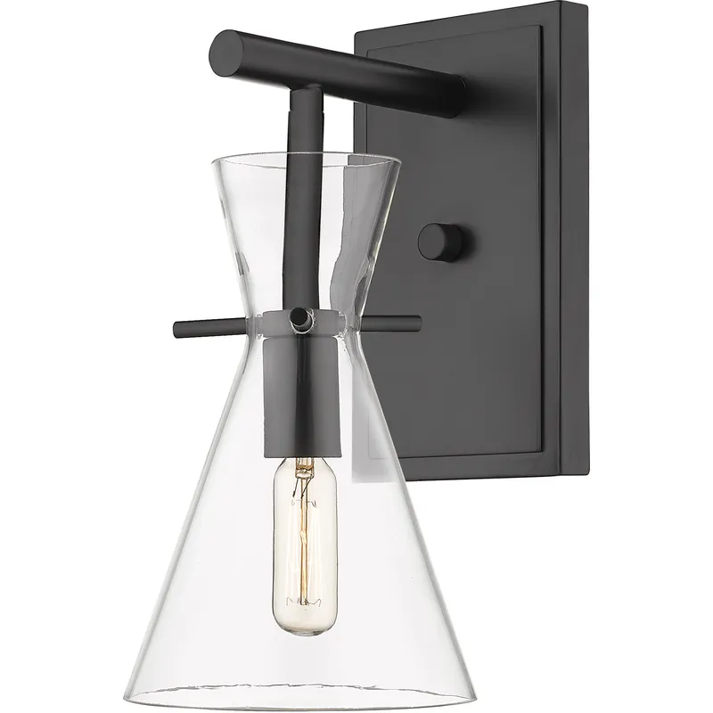 Auralume Colden LED 7.38 inch Matte Black and Clear Bath Vanity Light Wall Light