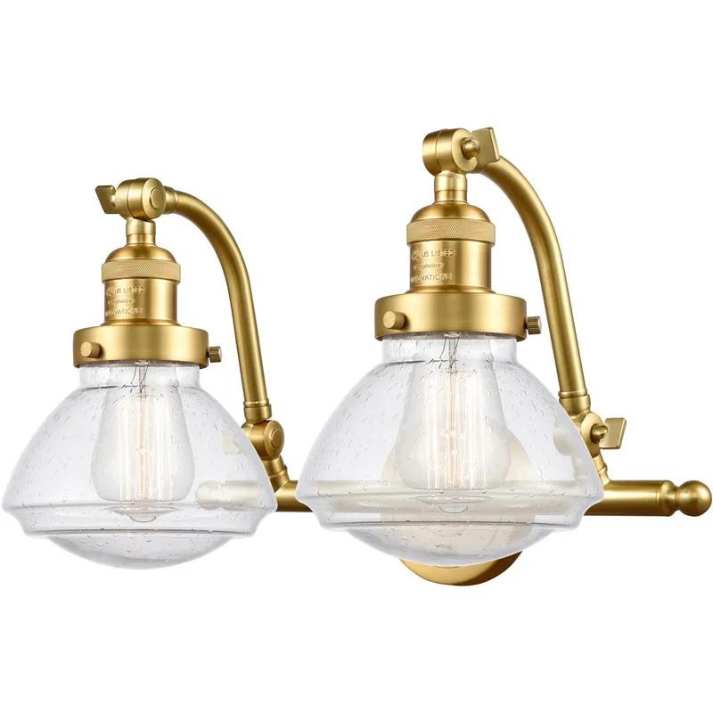 Franklin Restoration Olean LED 19 inch Satin Gold Bath Vanity Light Wall Light in Seedy Glass, Franklin Restoration