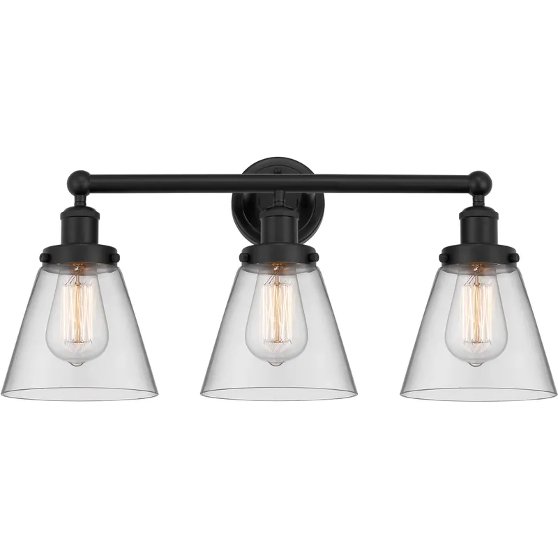 Cone 3 Light 24.5 inch Matte Black Bath Vanity Light Wall Light