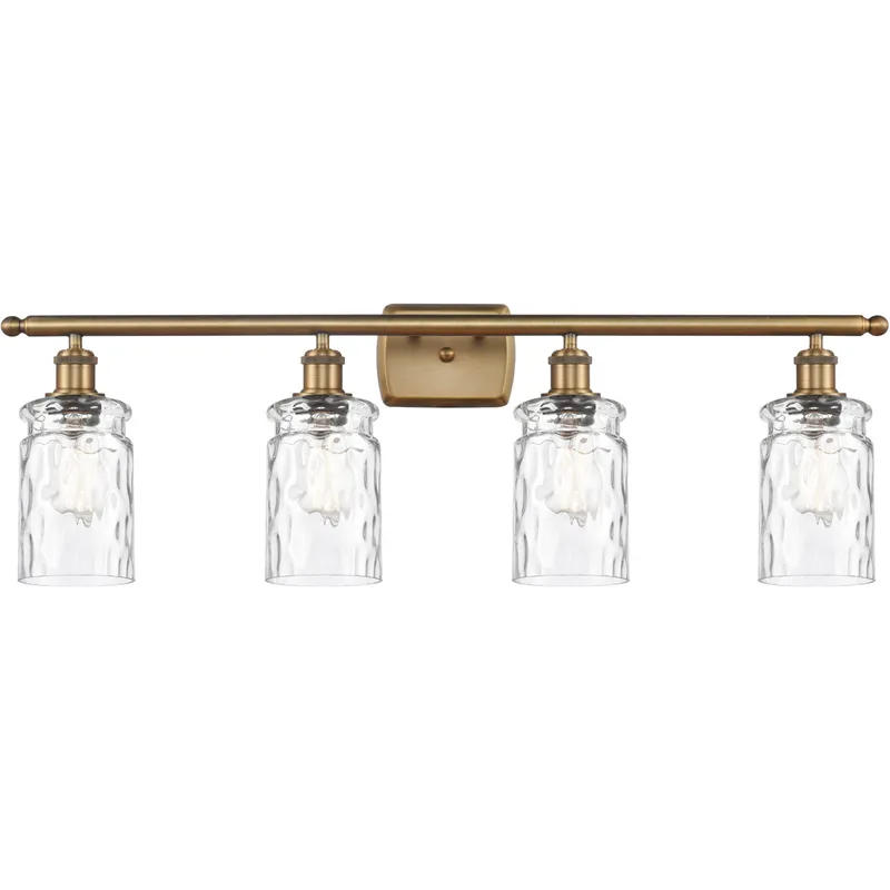 Ballston Candor 4 Light 36 inch Brushed Brass Bath Vanity Light Wall Light in Clear Waterglass, Ballston