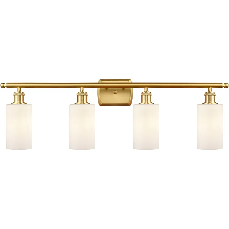 Ballston Clymer LED 36 inch Satin Gold Bath Vanity Light Wall Light in Matte White Glass, Ballston