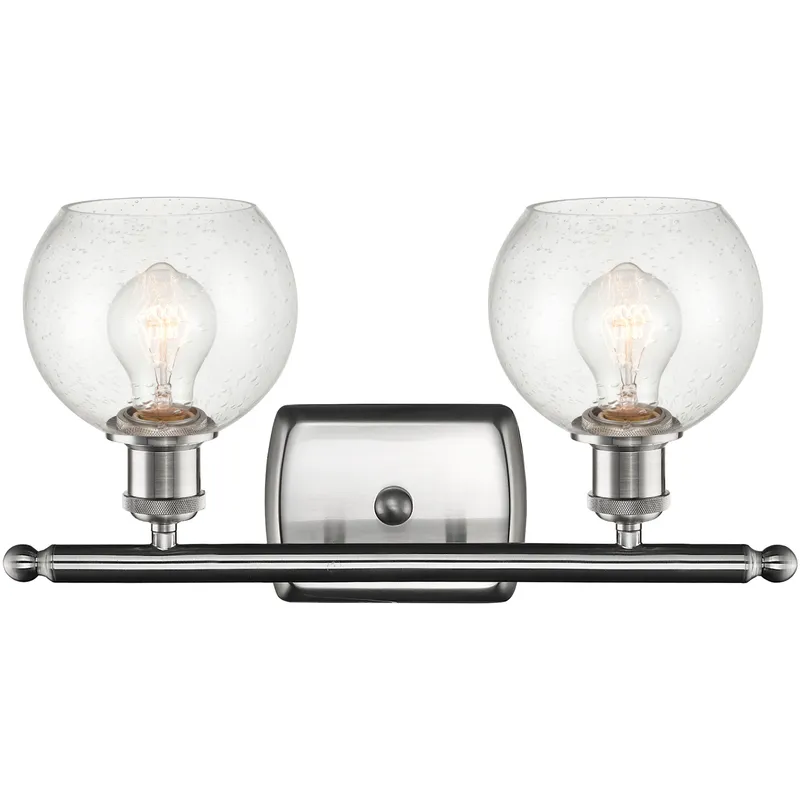 Ballston Athens 2 Light 16 inch Brushed Satin Nickel Bath Vanity Light Wall Light in Seedy Glass