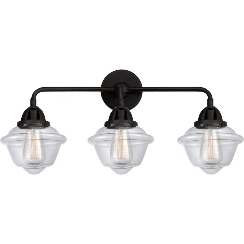Nouveau 2 Small Oxford LED 25.5 inch Matte Black Bath Vanity Light Wall Light in Clear Glass