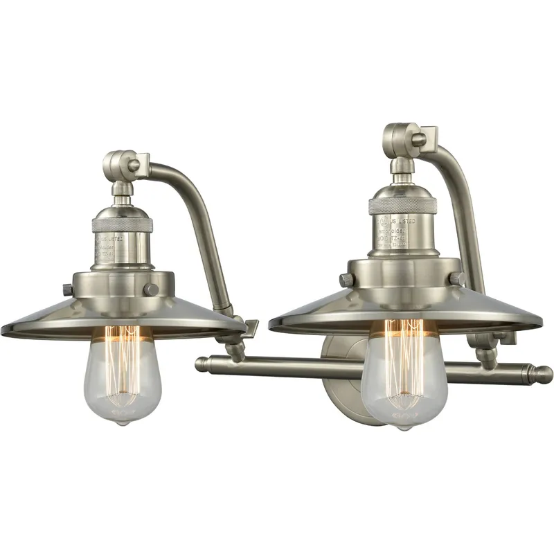Franklin Restoration Railroad 2 Light 18 inch Brushed Satin Nickel Bath Vanity Light Wall Light, Franklin Restoration