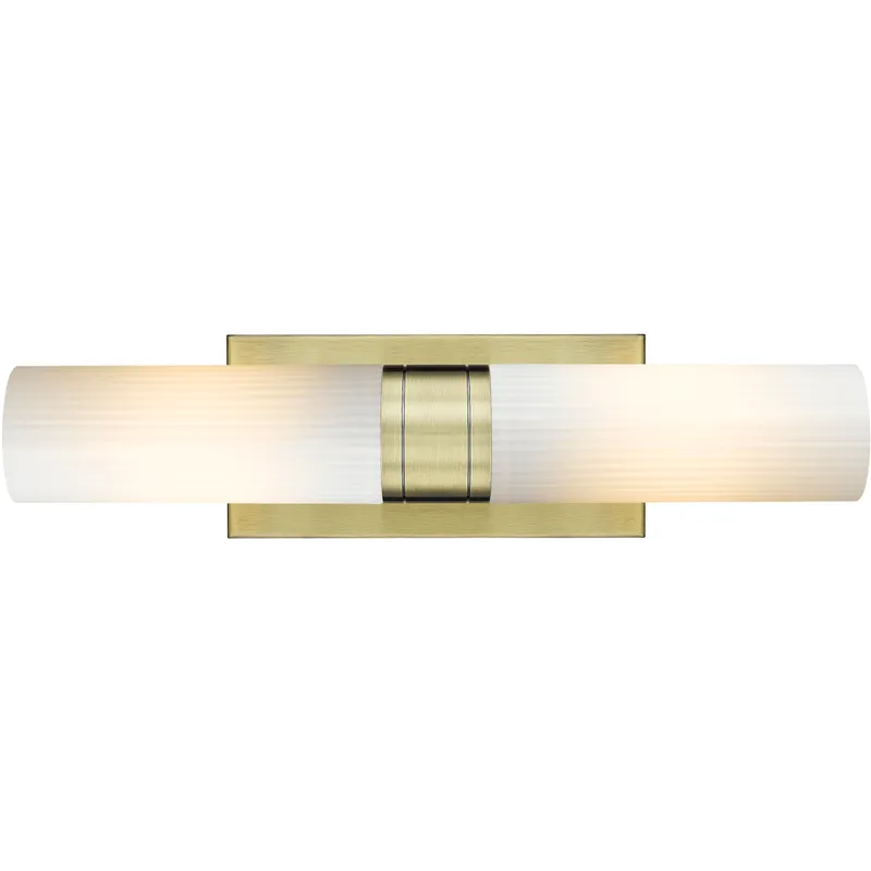 Ballston Urban 2 Light 18 inch Antique Brass Bath Vanity Light Wall Light in Striped White Glass
