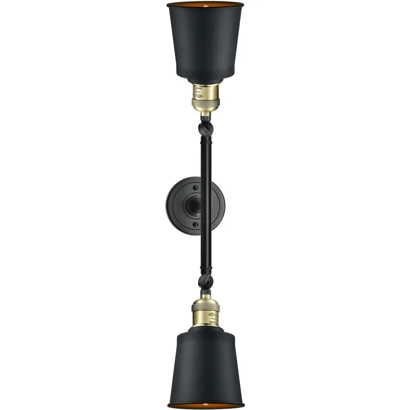 Franklin Restoration Addison 2 Light 16 inch Black Antique Brass Bath Vanity Light Wall Light in Matte Black, Franklin Restoration