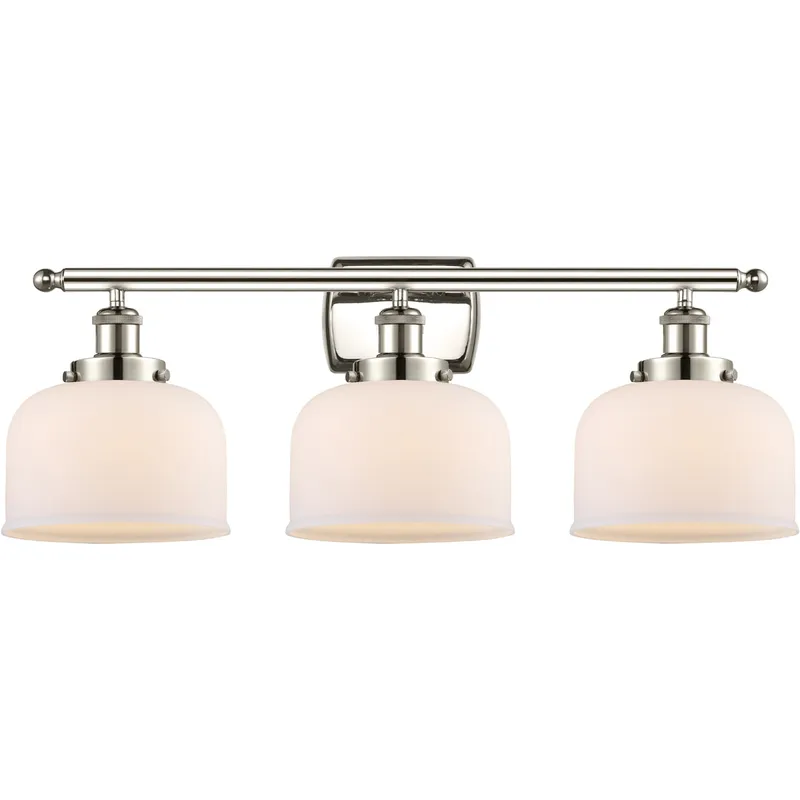 Ballston Large Bell LED 26 inch Polished Nickel Bath Vanity Light Wall Light in Matte White Glass
