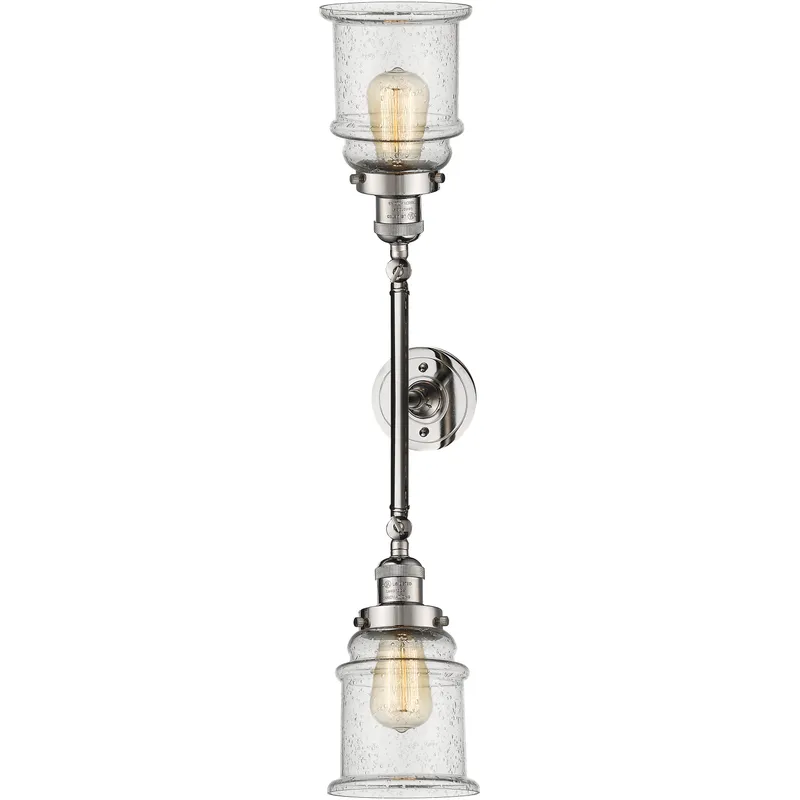 Franklin Restoration Canton 2 Light 17 inch Polished Nickel Bath Vanity Light Wall Light in Seedy Glass, Franklin Restoration