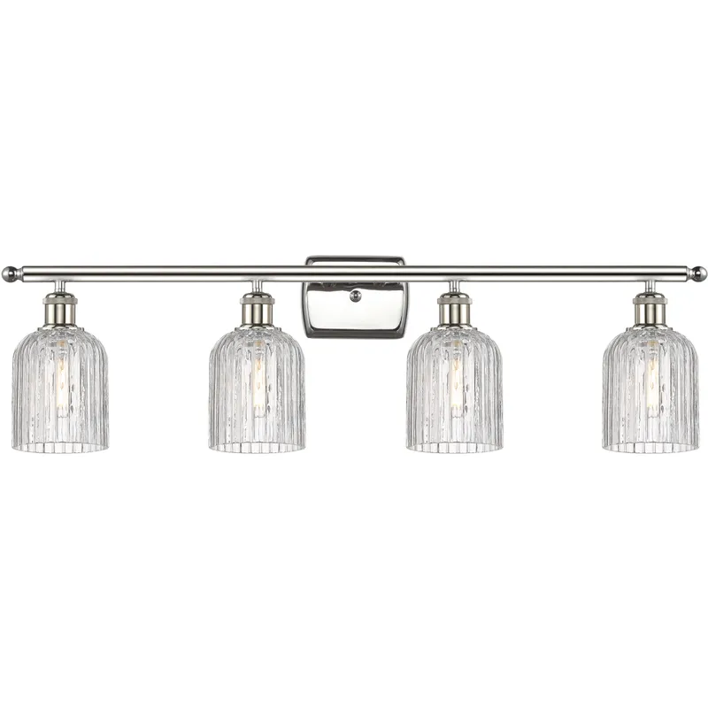 Bridal Veil 4 Light 35 inch Polished Nickel Bath Vanity Light Wall Light in Clear