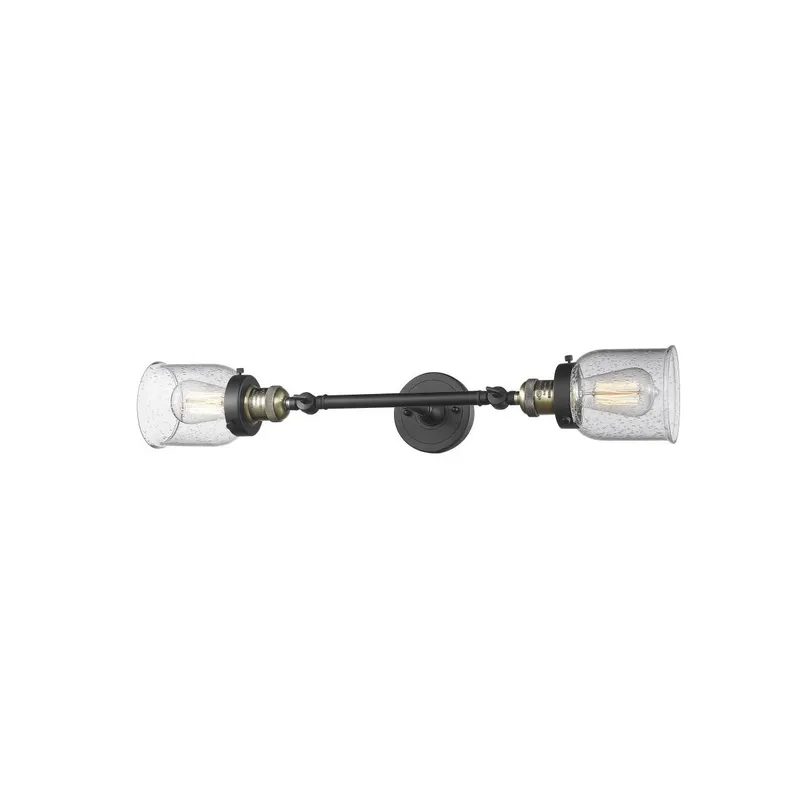 Franklin Restoration Small Bell LED 5 inch Black Antique Brass Bath Vanity Light Wall Light in Seedy Glass, Franklin Restoration