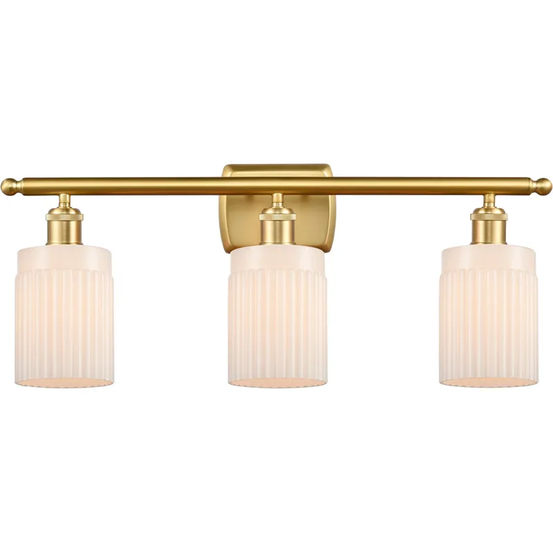 Ballston Hadley 3 Light 26 inch Satin Gold Bath Vanity Light Wall Light in Matte White Glass, Ballston
