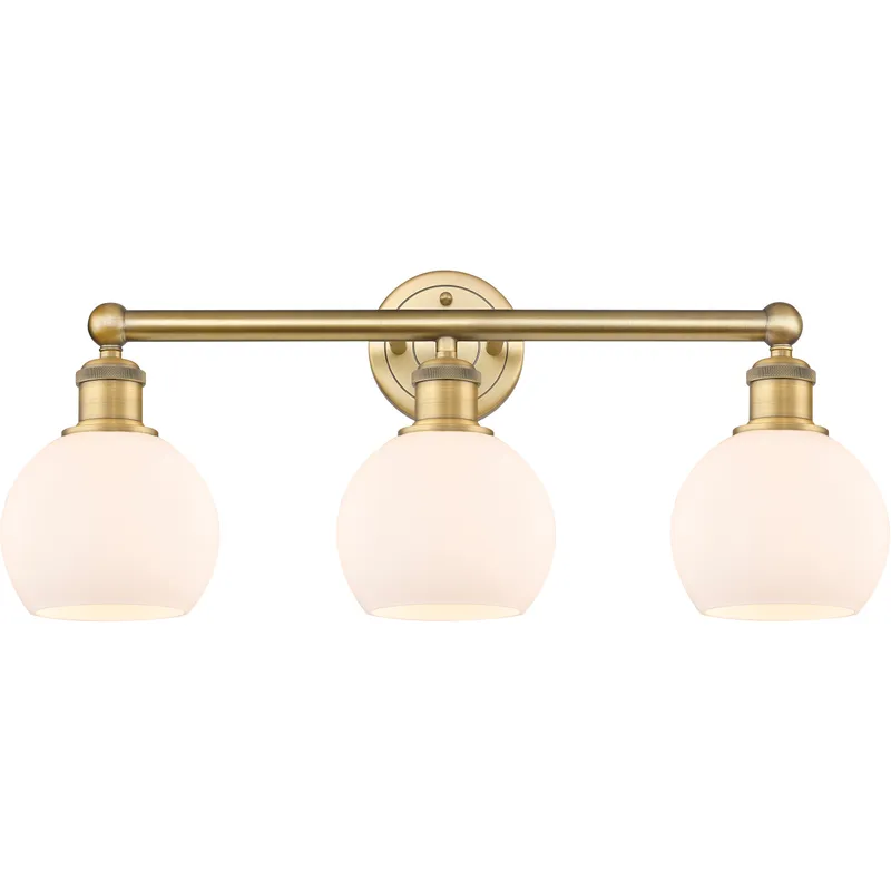 Athens 3 Light 24 inch Brushed Brass Bath Vanity Light Wall Light in Matte White