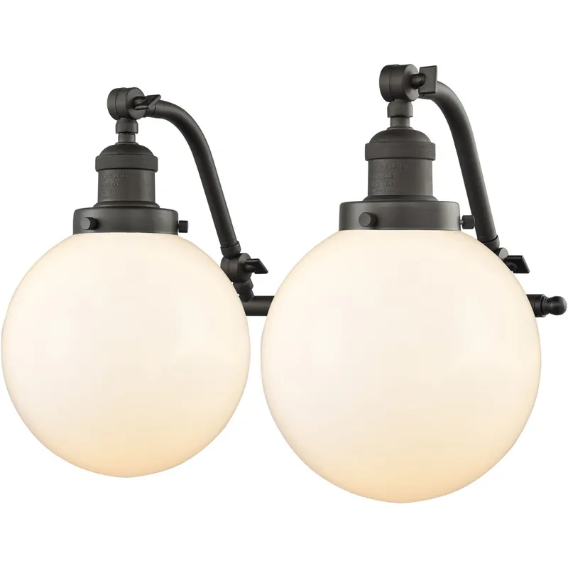 Franklin Restoration Large Beacon LED 18 inch Oil Rubbed Bronze Bath Vanity Light Wall Light in Matte White Glass, Franklin Restoration