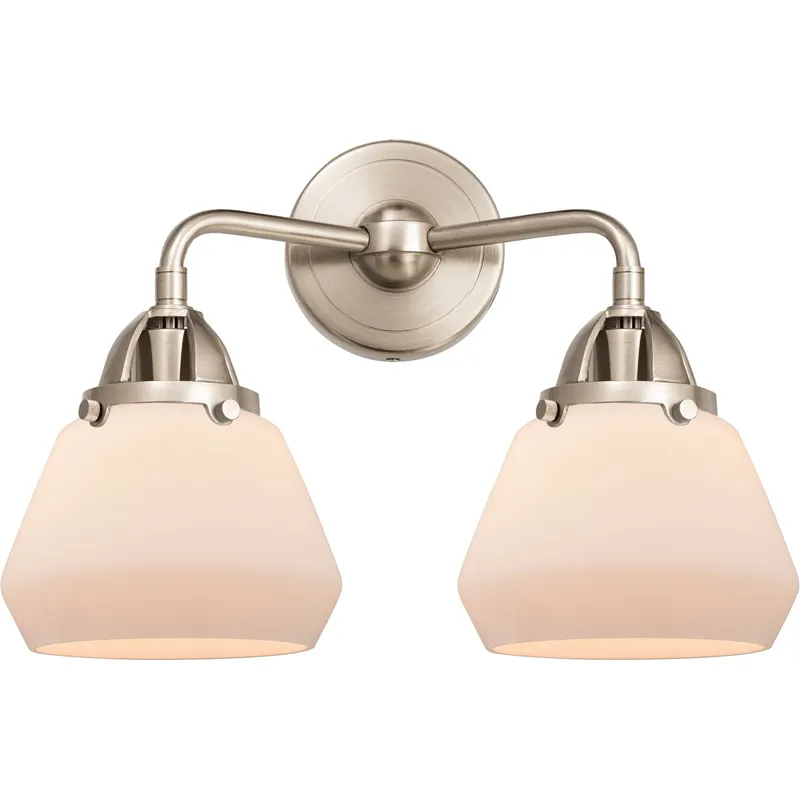 Nouveau 2 Fulton LED 14.75 inch Brushed Satin Nickel Bath Vanity Light Wall Light in Matte White Glass