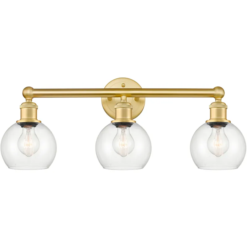 Athens 3 Light 24 inch Satin Gold Bath Vanity Light Wall Light in Clear