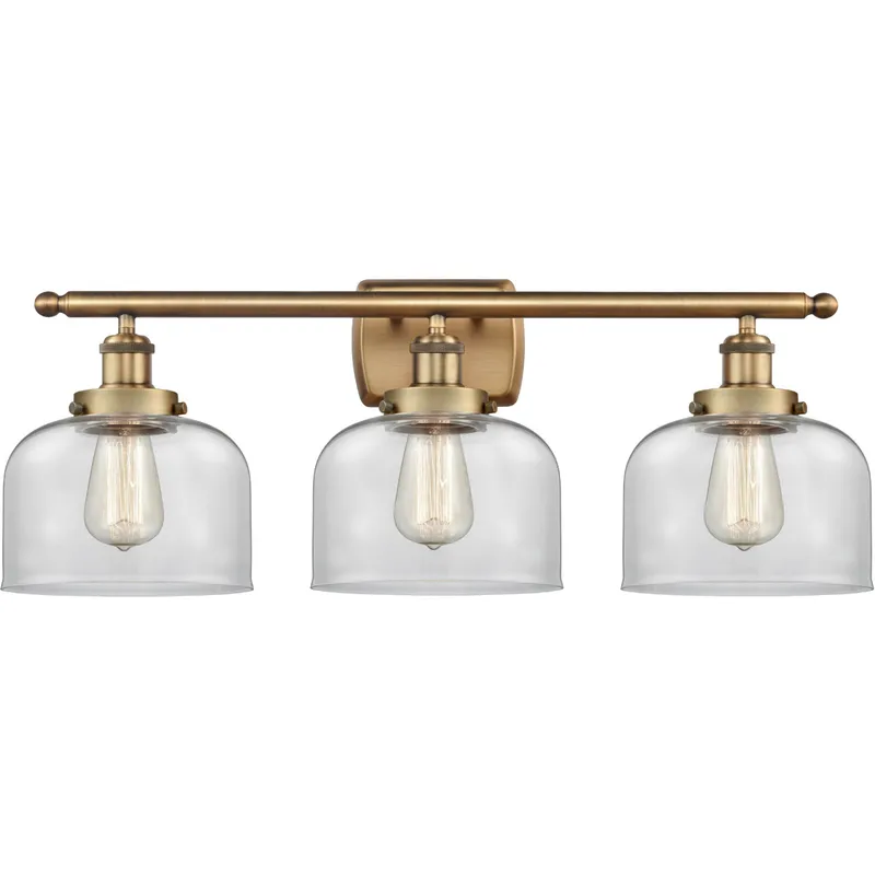 Ballston Large Bell LED 26 inch Brushed Brass Bath Vanity Light Wall Light in Clear Glass