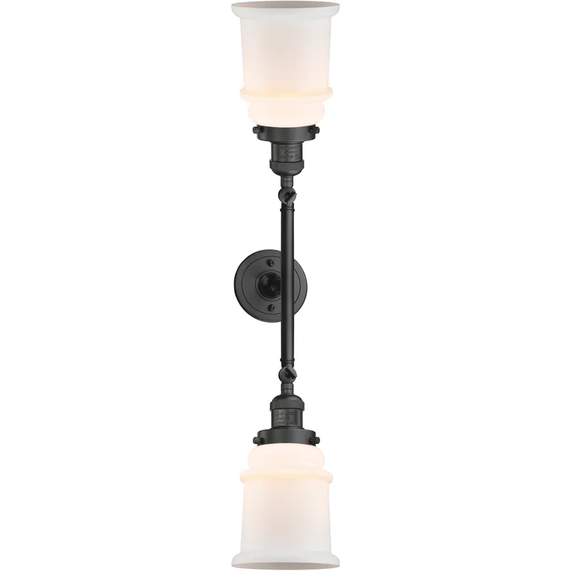 Franklin Restoration Canton 2 Light 17 inch Oil Rubbed Bronze Bath Vanity Light Wall Light in Matte White Glass, Franklin Restoration