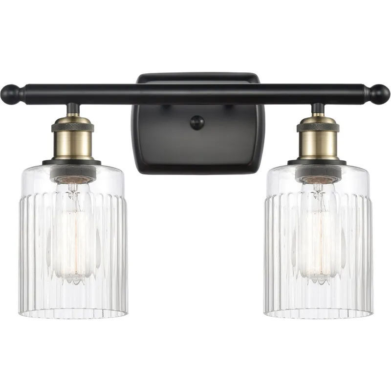 Ballston Hadley LED 16 inch Black Antique Brass Bath Vanity Light Wall Light in Clear Glass, Ballston