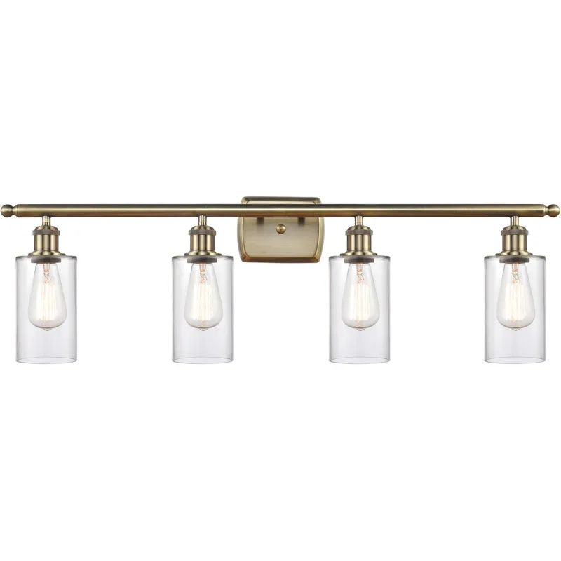 Ballston Clymer LED 36 inch Antique Brass Bath Vanity Light Wall Light in Clear Glass, Ballston