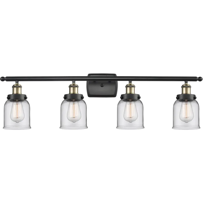 Ballston Small Bell LED 36 inch Black Antique Brass Bath Vanity Light Wall Light in Clear Glass