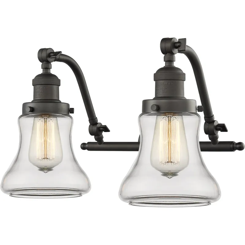 Franklin Restoration Bellmont 2 Light 18 inch Oil Rubbed Bronze Bath Vanity Light Wall Light in Clear Glass, Franklin Restoration