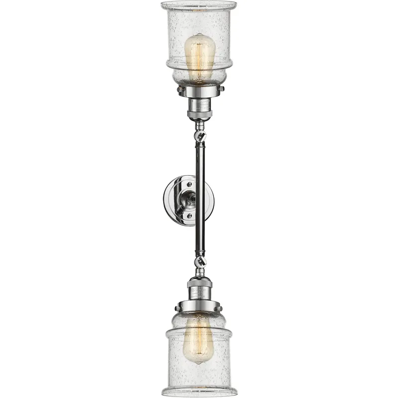 Franklin Restoration Canton 2 Light 17 inch Polished Chrome Bath Vanity Light Wall Light in Seedy Glass, Franklin Restoration