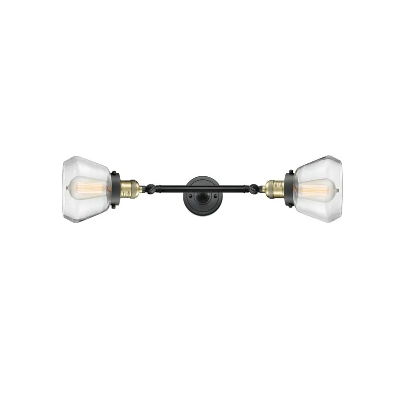 Franklin Restoration Fulton 2 Light 7 inch Black Antique Brass Bath Vanity Light Wall Light in Clear Glass, Franklin Restoration
