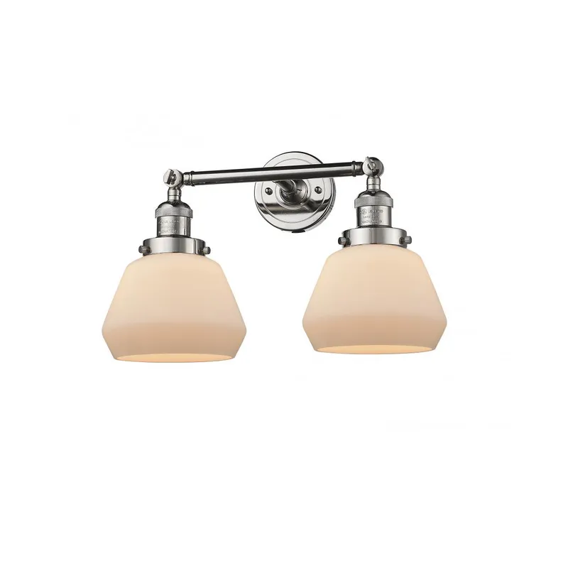 Franklin Restoration Fulton 2 Light 17 inch Polished Nickel Bath Vanity Light Wall Light in Matte White Glass, Franklin Restoration